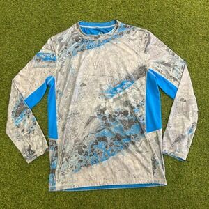 Realtree Fishing Mens Blue Camo Long Sleeve Performance Shirt Size M